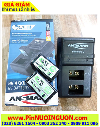 Ansman Powerline 2 _Bộ sạc Powerline 2 kèm 2 pin sạc 9v Ansman MaxE E200 (9v 200mAh)